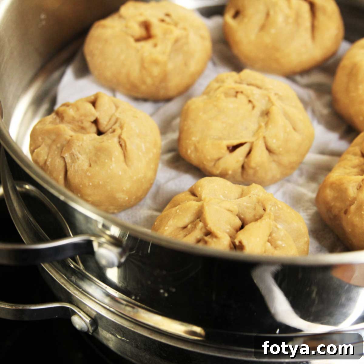 Συνταγή για 100% Ατμοψημένα Baozi Ολικής Άλεσης με Tangzhong 10 Δεύτερο φούσκωμα και άτμισμα