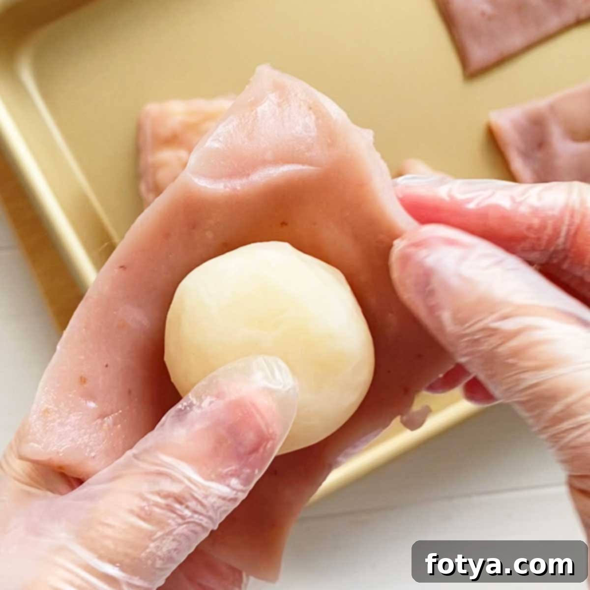 Vegan Χωρίς Γλουτένη Φεγγαρόπιτες Χιονιού Φράουλας 10 Γέμισμα ζύμης snow skin mooncake με πάστα φασολιών