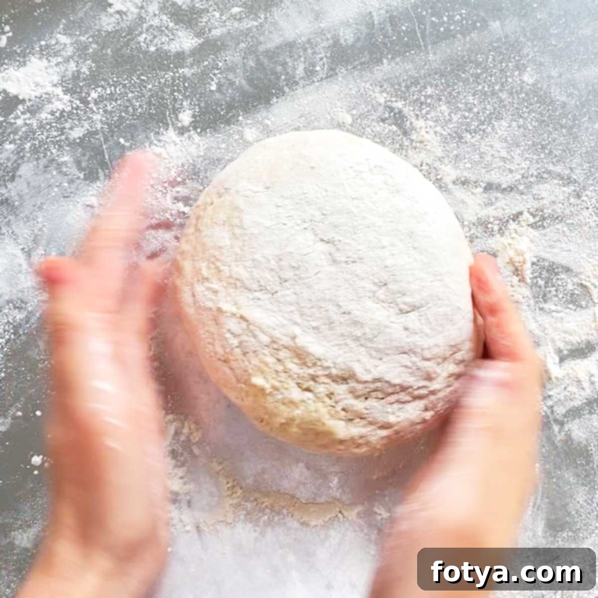 Συνταγή για Μαλακό και Μαστιχωτό Σπιτικό Φλατμπρέντ Ρικότα 7 Απαλή μεταφορά της φουσκωμένης ζύμης