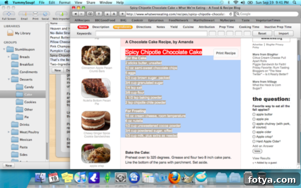 Αλατομπλοκ και άλλα διασκεδαστικά 1 Screenshot of YummySoup! application showing recipe import functionality and organized recipes