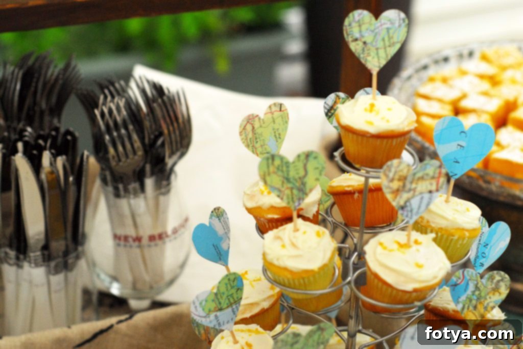 Ταξιδιωτικό Νυφικό Ντους 9 Cupcakes με σημαίες χωρών για νυφικό πάρτι