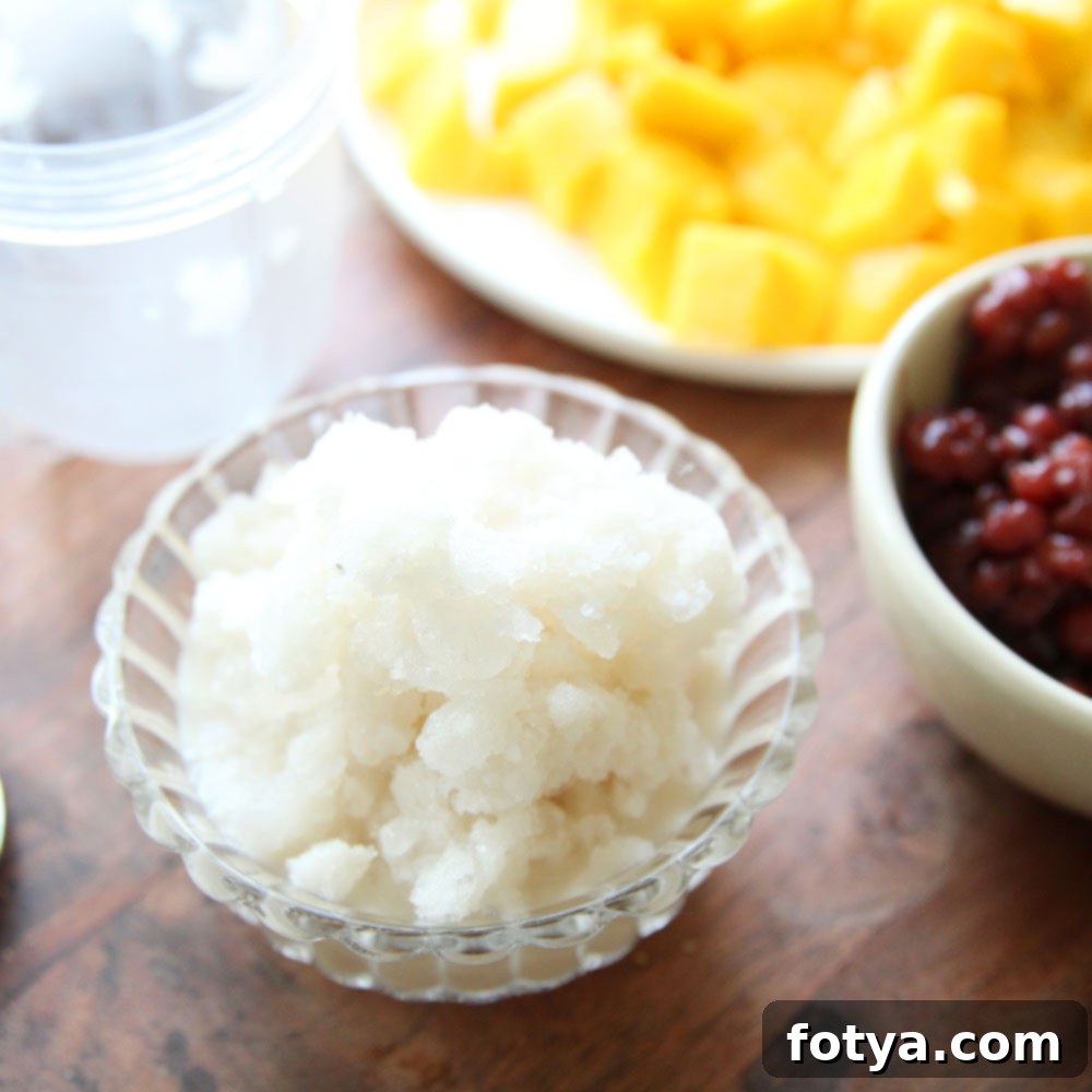 Bingsu Μάνγκο με Κόντζακ: Η Υγιεινή Δροσιά 4 Υγιεινό Bingsu Μάνγκο με Konjac (Κορεάτικη Ξυρισμένη Γρανίτα)