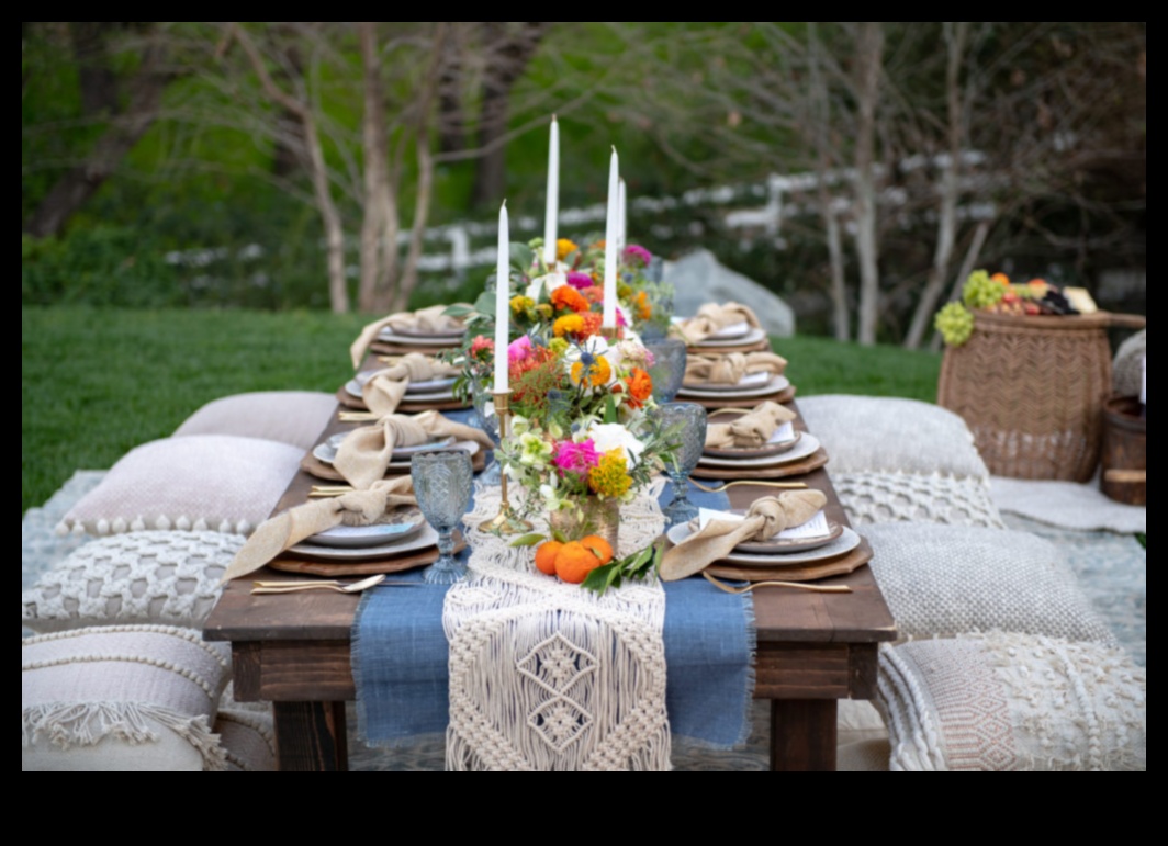 Boho Picnic Μια ρουστίκ και κομψή συγκέντρωση 5 Πώς μπορώ να ενσωματώσω Συμβουλές για τη διακόσμηση ενός υπαίθριου σημείου για πικνίκ με Boho Vibes;